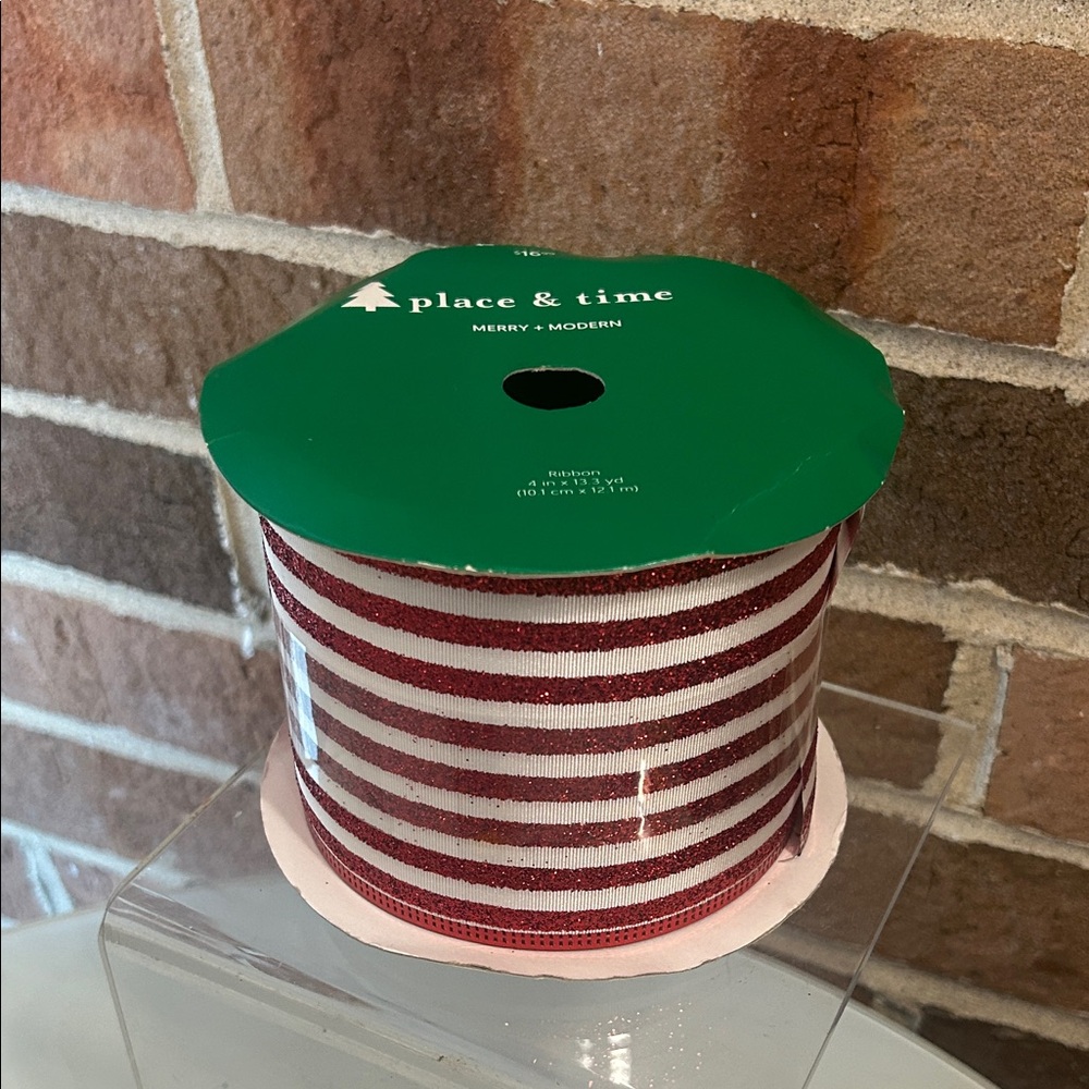 Red and White Striped Ribbon Wired edge